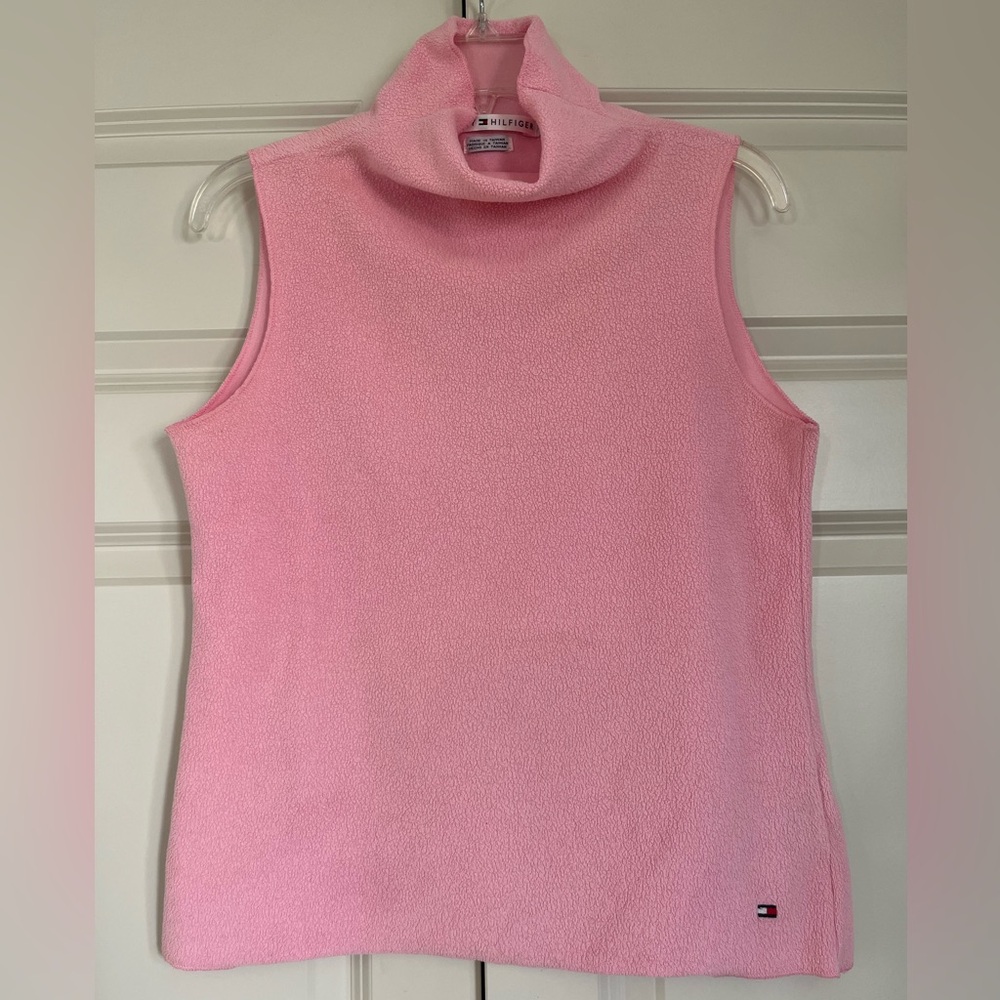 Vintage Tommy Hilfiger Terry Sleeveless Mock Turtleneck Top Size Large